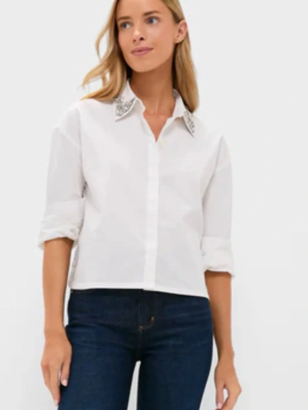 Tuckernuck White Button-Down with Jeweled Collar - Picture 5 of 9